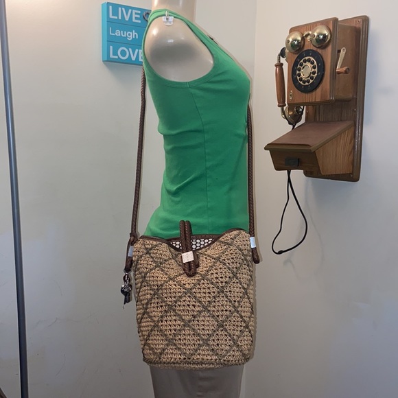 Auth Unique Brighton Straw & Leather Bucket Purse - Picture 3 of 14